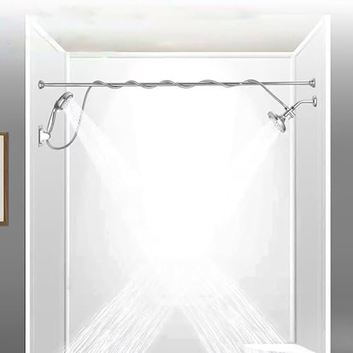 AUXILAB Dual Shower Head for Couples Rain Shower Head Tandem Showerhead High Pressure Adjustable Handheld