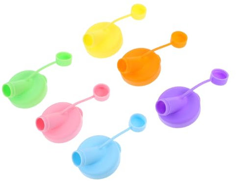 BESTYASH 6pcs Silicone Milk Bottle Tops Spout Leakproof Airtight Caps for Glass Jugs Reusable Bottle Covers for Storage