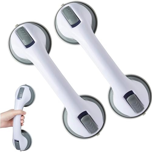 EHIOG 2 PCS Maniglia di sicurezza, Maniglia Doccia Anziani,Maniglione Bagno per Disabili, con montaggio a ventosa, per handicap, anziani, bagno, barra di sicurezza, Grigio