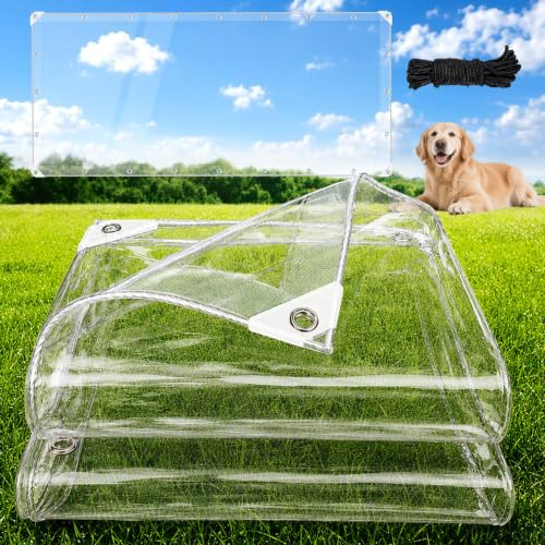 Vordächer, transparentes PVC, wasserfest, reißfest, wasserdicht, 0,35 mm, Vinyl, transparent, Markisenüberdachung, Terrassengehege, weiche Glasplane, 6,5 x 8,2 m