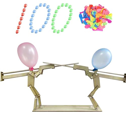 Balloon Bamboo Man Battle, Handgefertigte Hölzerne Mit 100 Ballons Für 2 Spieler Lustige Spannende Ballonschlachten, für lustiges Heimspiel für Zwei Spieler im heimischen Garten für Frauen und Männer