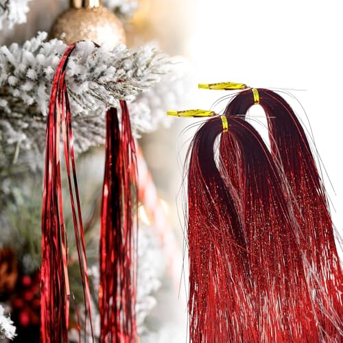 Lametta-Eiszapfen, schillernde Lametta-Fransengirlande für Weihnachtsbaumschmuck, Rot, 5000 Stück