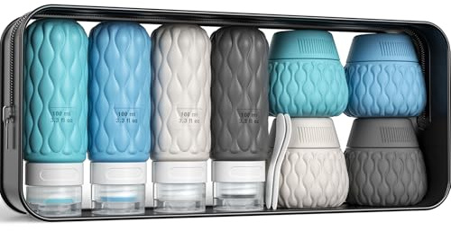 Lericttor Botellas de Viaje Silicona 8 Pack, Botes Viaje Rellenables 100ml/50ml, Kit Avion Botellas para Gel, Cremas Cosméticas, Champús, Lociones y Líquido