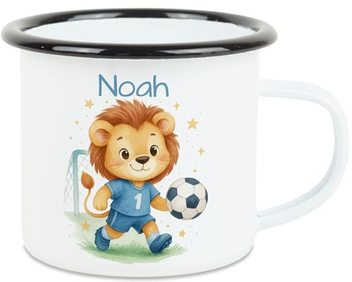 Kiddle-Design Einhorn Tasse Kinder Personalisiert mit Name - Kinderbecher für Kita, Kindergarten - Kindertasse mit Einhorn-Motiv als Trinkbecher, Zahnputzbecher - Einhorntasse Emaille Blau