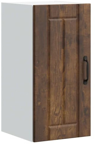 SKTQYQO Küchenschrank Lucca Eiche Rauch aus mehrschichtigem Holz mit Glastüren - Wandschrank zur platzsparenden Aufbewahrung und Aufbewahrung von Geschirr - Material Spanplatte