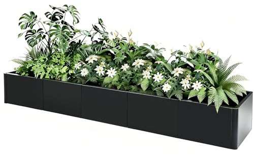 Garvee Jardinière surélevée externera Longue en Acier Robuste – Montage Facile – sans Fond – Idéale pour terrasse, Balcon, aménagement paysager, Usage résidentiel ou Commercial – 178x52x30cm, sans