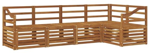 vidaXL 5-teiliges Sofaset, natürliches Akazienholz, massiv, rechteckig, für Garten und Terrasse, Terrassenmöbel, moderne Sitze aus Akazienholz, langlebige Lounge