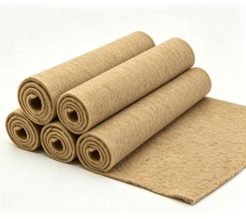 Lot de 5 Tapis de Chanvre pour rongeurs, 100 x 50 cm, 100% Chanvre, réutilisables, biodégradables, Tapis pour Lapins, cochons d'Inde et Petits Animaux, Tapis rongeurs