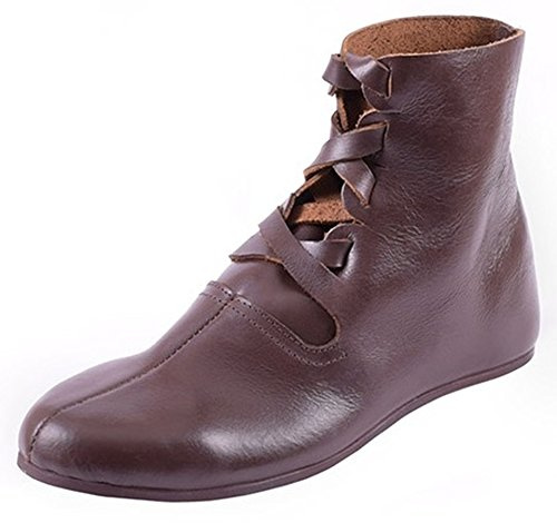 Battle-Merchant Kurze Mittelalter-Schnürstiefel | Mittelalter Stiefel aus Leder, für Reenactment, LARP & Fantasy Cosplay