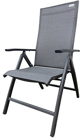 Doppler Luxus Klappsessel Detroit Plus anthrazit, 7-Fach verstellbar mit Textilen Bezug