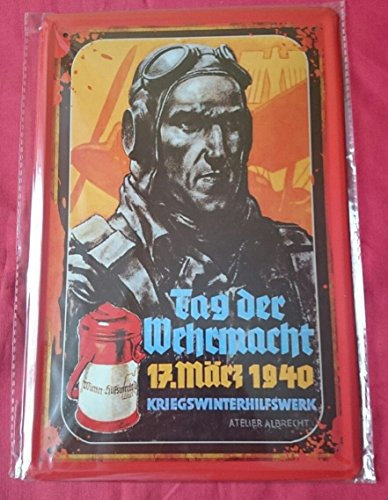 Blechschild 20x30 cm Tag der Wehrmacht Weltkrieg Soldat Drittes Reich Metall Schild