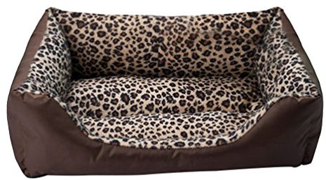 LvRao Haustier Haus, Katzenbett, Haustierbett, Rechteckig Atmungsaktiv Hundekissen, Hundebett, Hundekorb Katzen (Leopard, 63 * 52 * 16CM)