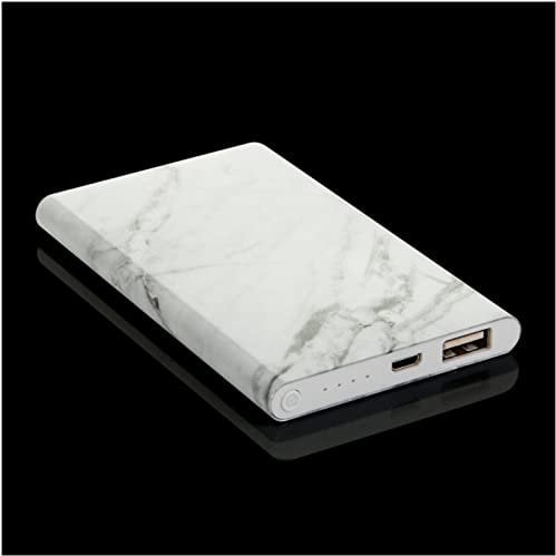 Suck UK Portable Power Bank | Marble USB iPhone Charger | 4000mAh Portable Charger with iPhone Charger Cable | Deluxe Battery Pack For Mobile Phones / Tablets/ Electrical | WHITE