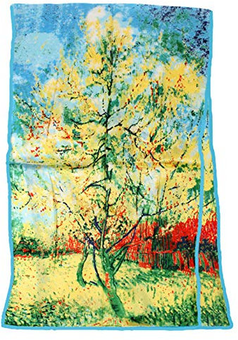 Avenella bezaubernder SEIDENSCHAL Seidentuch nach van GOGH Blühender Pfirsichbaum; feine transparente reine Seide (Georgette); 180x50 cm