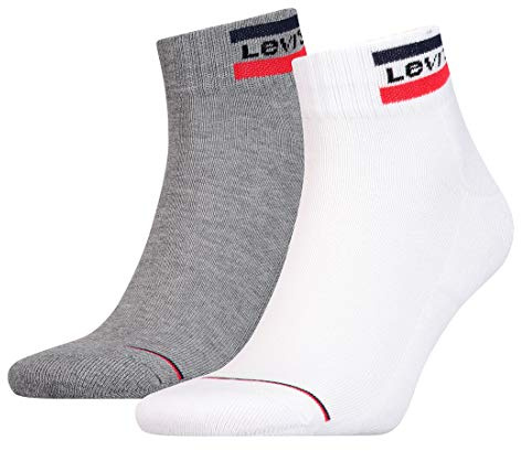Levi's Unisex Quarter Socks, white/grey, 35/38