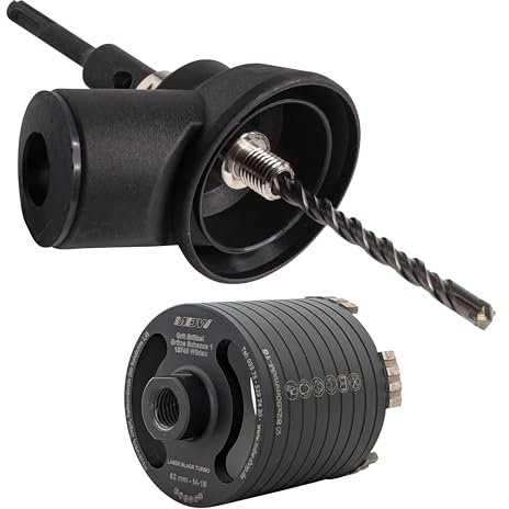 Diamant Dosensenker Laser Black Turbo Ø 82 mm inklusive Staubabsaugung mit konischem Vierschneiderbohrer & verschiedenen Aufnahmen