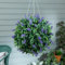 Garden Mile Artificial Topiary Ball Hanging Fake Flowers Lavender Faux Floral Ball with Hanging 3 Way Chain Garden Outdoor Decoration Purple Artificial Flower Plant