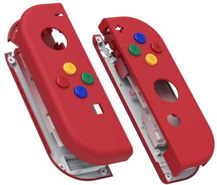 eXtremeRate Carcasa Joycon para Nintendo Switch & OLED Funda de Agarre Reemplazo Shell con Botones para Nintendo Switch Joycons OLED No Incluye Carcasa de Consola(China Rojo)