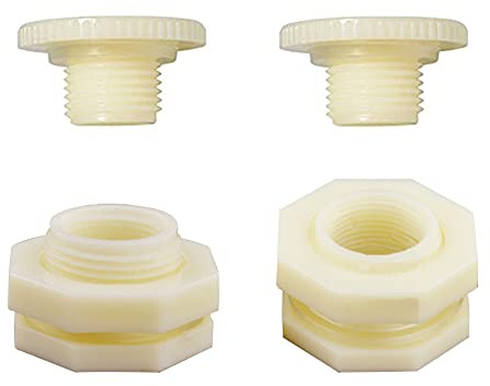 ANPTGHT 1/2 Female ABS Bulkhead Fitting, Plastic Water Tank Connector Adapter Fitting with Plugs for Outdoor rain Barrel Garden Hose Adapter Spigot kit Water Tank Gallon Drain Bucket(Set of 2)