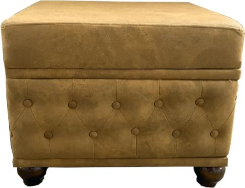 Casa Padrino Chesterfield Hocker Antik Braun 60 x 46 x H. 45 cm - Sitzhocker - Fußhocker - Chesterfield Wohnzimmer Möbel