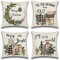 JOTOM Weihnachten Kissenbezug wasserdichte Kissenhülle 45x45cm 4er Set Sofakissen Dekokissen Bezug für Sofa Zimmer Outdoor Balkon Terrasse Patio Garten Outdoor (Schwarz-Weiß Kariertes Weihnachten)