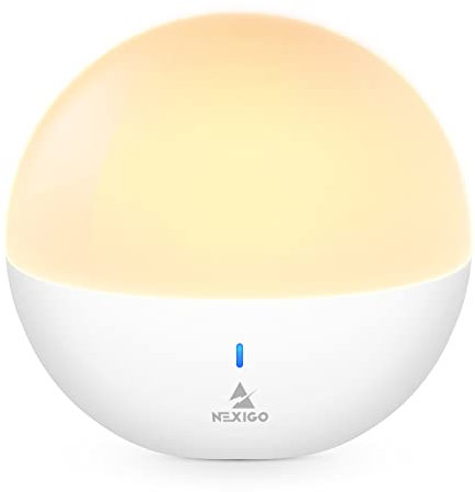 NexiGo LED Nachtlicht für Kinder, Dimmbar Baby Augenschutz Stilllicht Nachttischlampe Touch Funktion, Glattes Material, Warmweißes + RGB-Licht, USB Aufladbar, Beste Nachtbegleiter-Geschenk