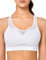 Yvette Sport BH Starker Halt Mesh Ringerrücken Große Brüste Ohne Bügel Gepolstert für Fitness Lauf Yoga,Weiß,XXL