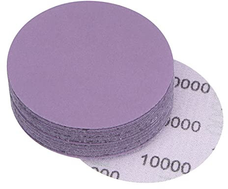 sourcing map 20Pcs 3-Inch Purple Sanding Discs 10000 Grits Hook and Loop Professional Aluminum Oxide Sand Paper Wet Dry Polish for Wood Metal Paint Finishing