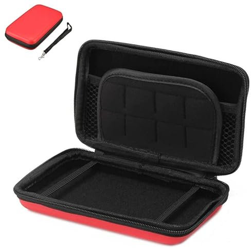 SILCOSTAR Carry Travel Storage EVA Hard Protective Case Cover for 2DS XL Console / 3DS XL & Accessories with Double Zipper and 8 Game Holders for 2DS XL / 3DS XL Game (Red)