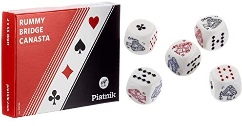 Piatnik 219733 Romme Brücke Canasta Spielkarten & 2970 - Pokerwürfel 16mm (5St)