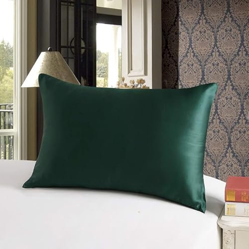 townssilk Beidseitig 100% 19mm Pure Maulbeerseide Kissenbezug für Haar und Haut Gesundheit, 1 Stück 50x60cm Größe Kissenbezug mit verstecktem Reißverschluss 600 Fadenzahl Emerald