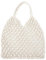 Kichvoe Hollow Out Mesh Strandtasche Damen, Handgemachte Baumwoll UmhäNgetasche FüR Den Strand, Beige, GroßE Tragetasche Mit Schulterriemen 48 x 35 x 2cm