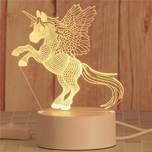 AKIS HOME 3D Nachtlicht, LED Illusion Lampe mit Smart Touch 7 Farben für Wohnzimmer Schlafzimmer, Geburtstagsgeschenk für Mädchen Junge (Fliegendes Pferd, 3-farbig)