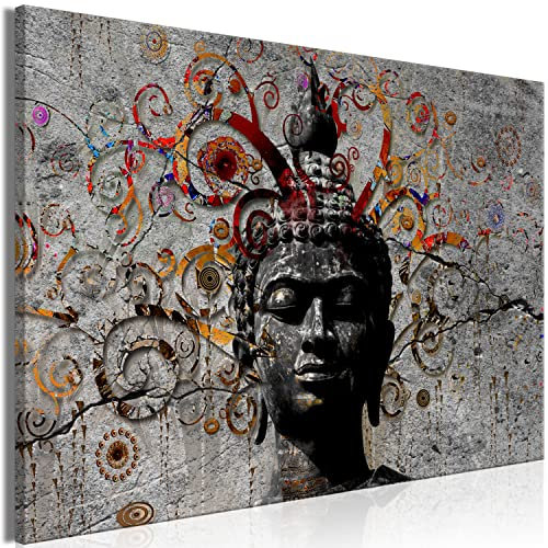 murando - Wandbilder XXL Buddha 90x60 cm Leinwandbild 1 tlg Kunstdruck modern Wanbilder XXL Wanddekoration Design Wand Bild Statue Zen Feng Shui Porträt a'la Klimt p-C-10023-b-a