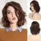 Beweig Perücke Braun Kurz Bob Lockige natürliche Gewellte Perücke für Damen Synthetische Haar Hitzebeständige Volle Perücke Halloween