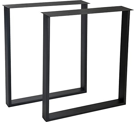 Gozos Tischbeine für Esszimertisch | 2er Set U-Metallbeinen | DIY | einfache Montage | Schwarz Profil 60x20 mm | 60x72 cm |