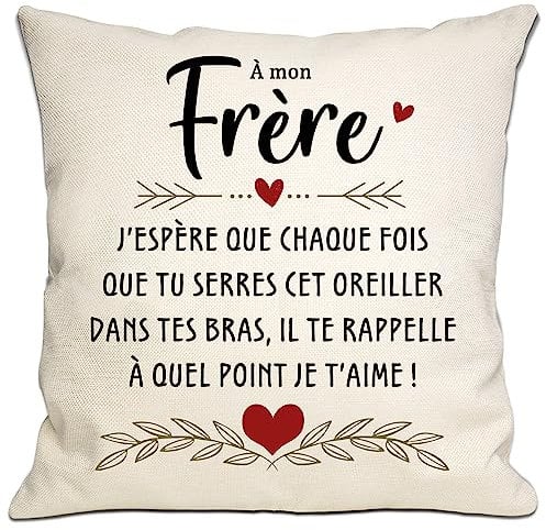Bommex Cadeau de frère J'espère Que Chaque Fois Que tu serres cet Oreiller, il Te rappelle à Quel Point Je t'aime Housse de Coussin pour frère Anniversaire Graduation Cadeau de Noël 45x45cm