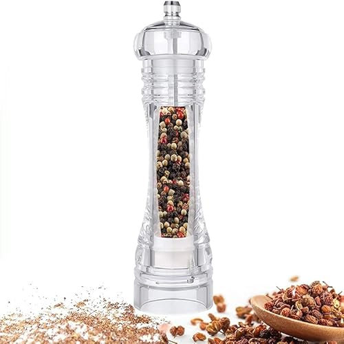 Virsus Macina Sale e Pepe Manuale Trasparente 4202, Macinapepe In Acrilico con Smerigliatrice in Ceramica, Finezza Regolazione, Dosatore per Pepe, Sale, Spezie, Erbe (30 cm)