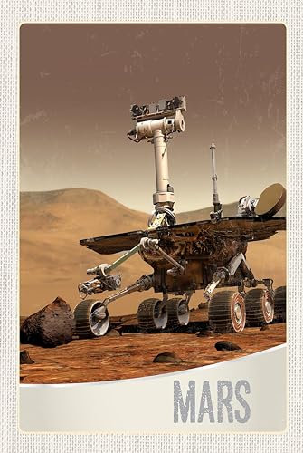 AGDeko® Blechschild 18x12 cm Weltall Mars Rover Curiosity Galaktisch zum Aufhängen oder Stellen Raum Dekoration