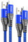 USB C cable 2Packs 1M+2 M,USB Type C Charger Cable Nylon-Braided Data Sync Cord for PS5 Controller,PS5 DualSense Xbox Series X/S Controller,Sony,Samsung Galaxy S20 S21,Nintendo Switch（blue）