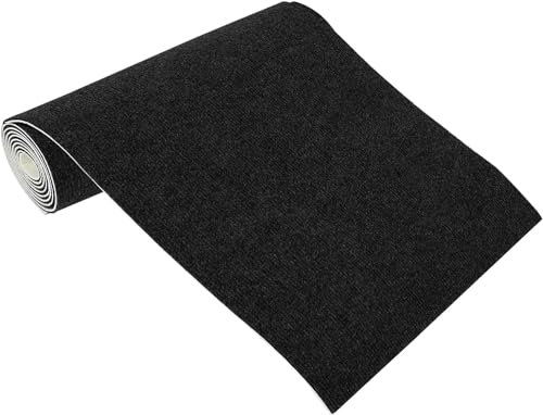 Nadelfilz Teppichboden Selbstliegend, 40x200cm Teppich selbstklebend, Rutschfeste Fußmatte, Schmutzfangmatte für Innen,Küche,Schlafzimmer (Schwarz)