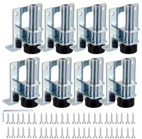 IGNPION Heavy Duty Adjustable Furniture Leveler Feet 8pcs M10 Furniture Leveling Legs for Tables, Shelving Units, Cabinets, Workbench,Silver