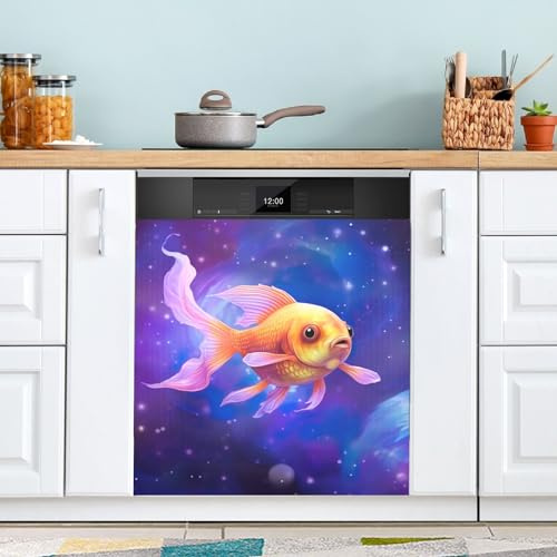 Goldfish in Space Magnetic Dishwasher Cover Dishwasher Cover Fridge Decor 23 x 26 Inch