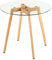 FURNITABLE Mesa de comedor de cristal, mesa de comedor redonda para 4 personas, mesa de salón escandinava, pata de madera rectangular, 80 x 80 x 74 cm