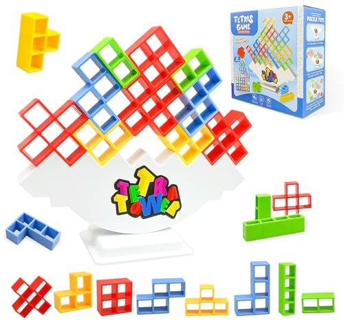 ZITUZY 32 Stück Tetra Tower Spiel, Tetris Balance Spiell, Tetra Tower Spiel Erwachsene, Tetris Balance Spielzeug Tower Game, für Jungen und Mädchen ab Jahre 3+