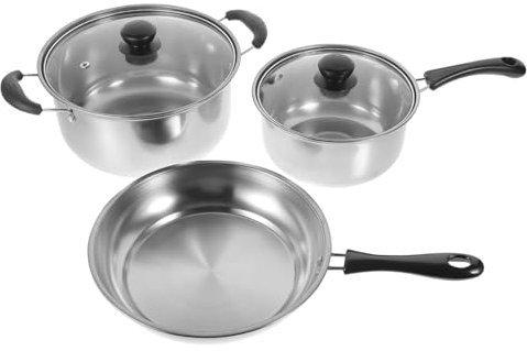 Cabilock Set De Utensilios De Cocina Olla De Acero Inoxidable Cacerola Pequeña Sartén Olla Para Sopa Práctica
