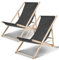 Hebitod 2X Liegestuhl aus Holz, Premium Liegestühle Relaxliege, Strandliege, Sonnenliege Kippliege für Erwachsene, Strandstuhl Campingstuhl, Strandliegestuhl, Grau