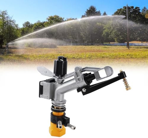 Sistema de Aspersor de Jardín con Rotación Automática de 360 Grados, Aspersor de Riego para áreas Grandes, Aspersor de Impacto con Interfaz FNPT de 1-1/2 Pulgadas para