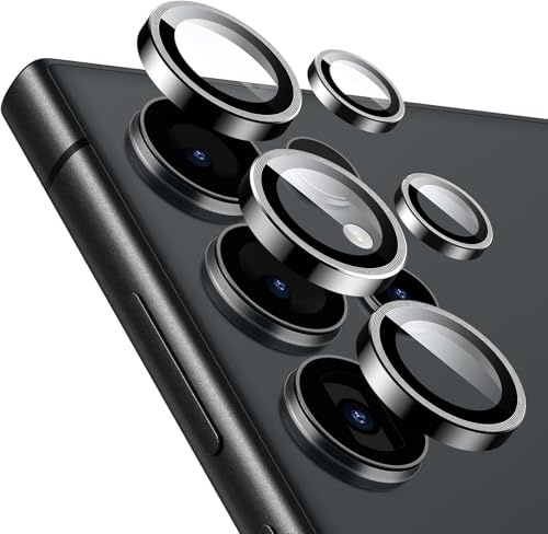 KK KENIK Camera Lens Protector For Galaxy S23,Scratch Resistant Tempered Glass with Aluminum Ring,Case Friendly,Compatible With Samsung Galaxy S23, Black