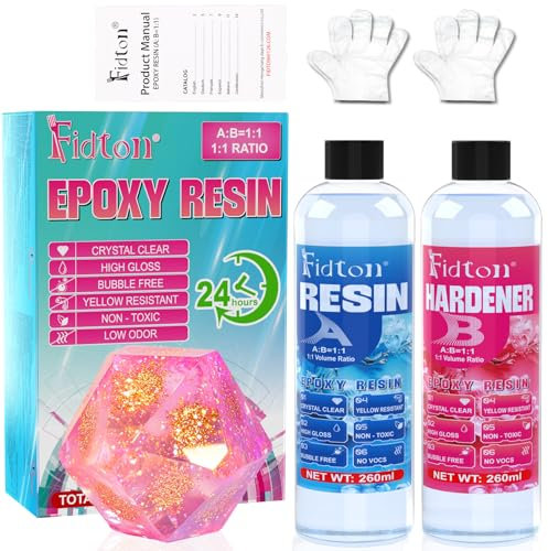 Resina Epossidica - 520ml Kit di Resina Epossidica Trasparente, Epoxy Resin per le Decorazioni Domestiche Fai Da Te, Gioielli, Portachiavi, Segnalibri, per Creazioni